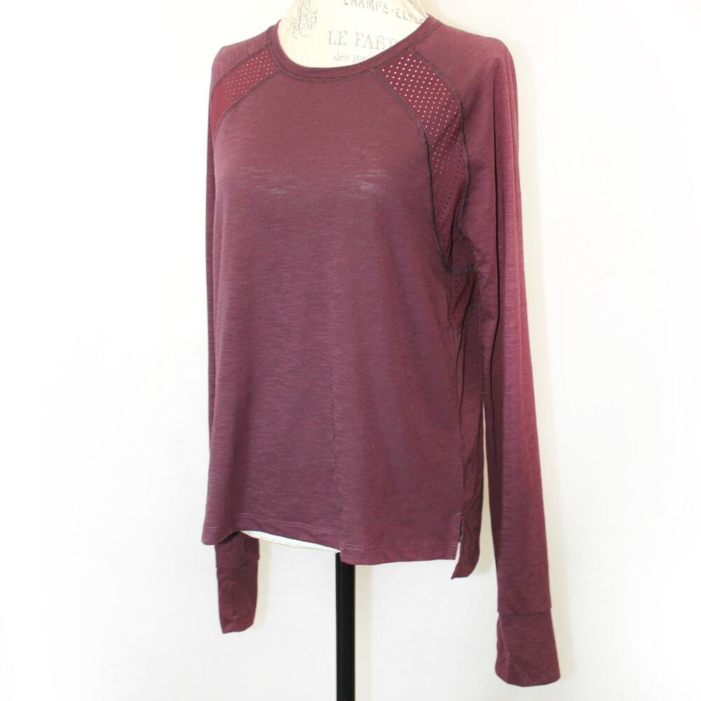 Sweaty Betty London long sleeve shirt top burgundy Large 12 athletic comfort